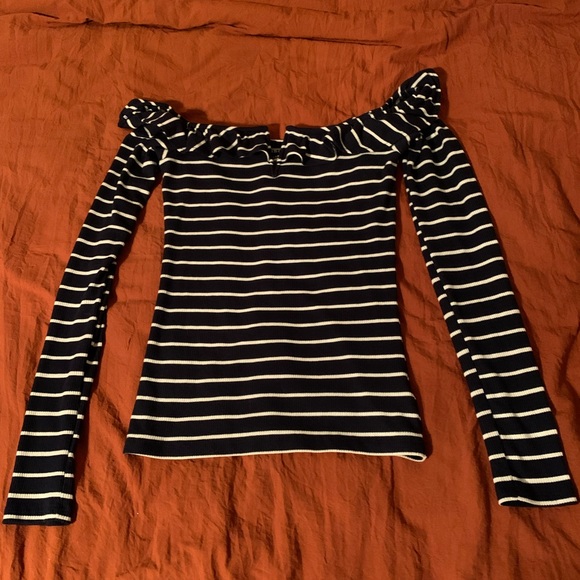 Aeropostale seriously soft striped off the shoulder long sleeve shirt - Picture 5 of 8
